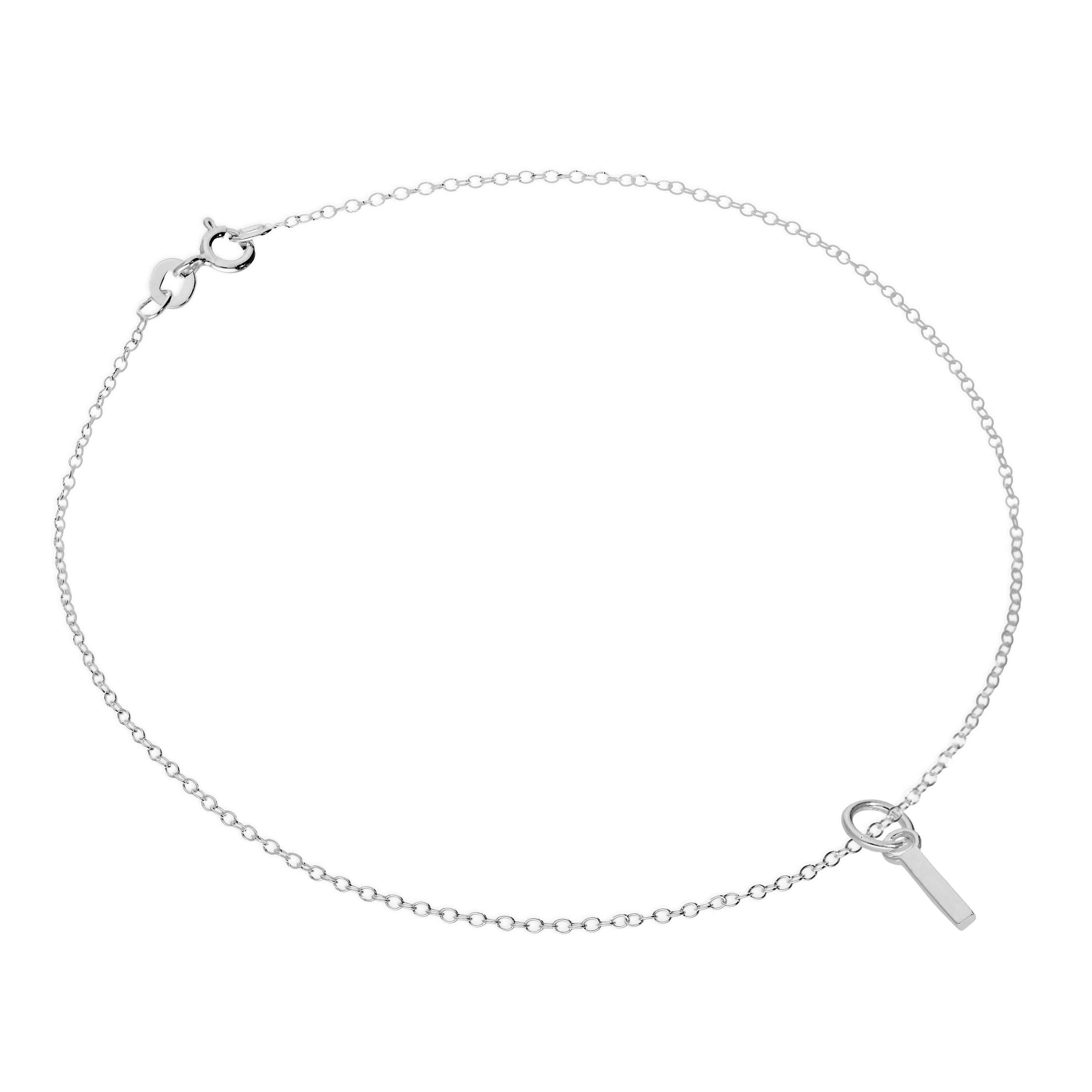 Feines Sterlingsilber Belcher-Fußkettchen mit Alphabet-Anhänger – 10 Zoll – A-Z