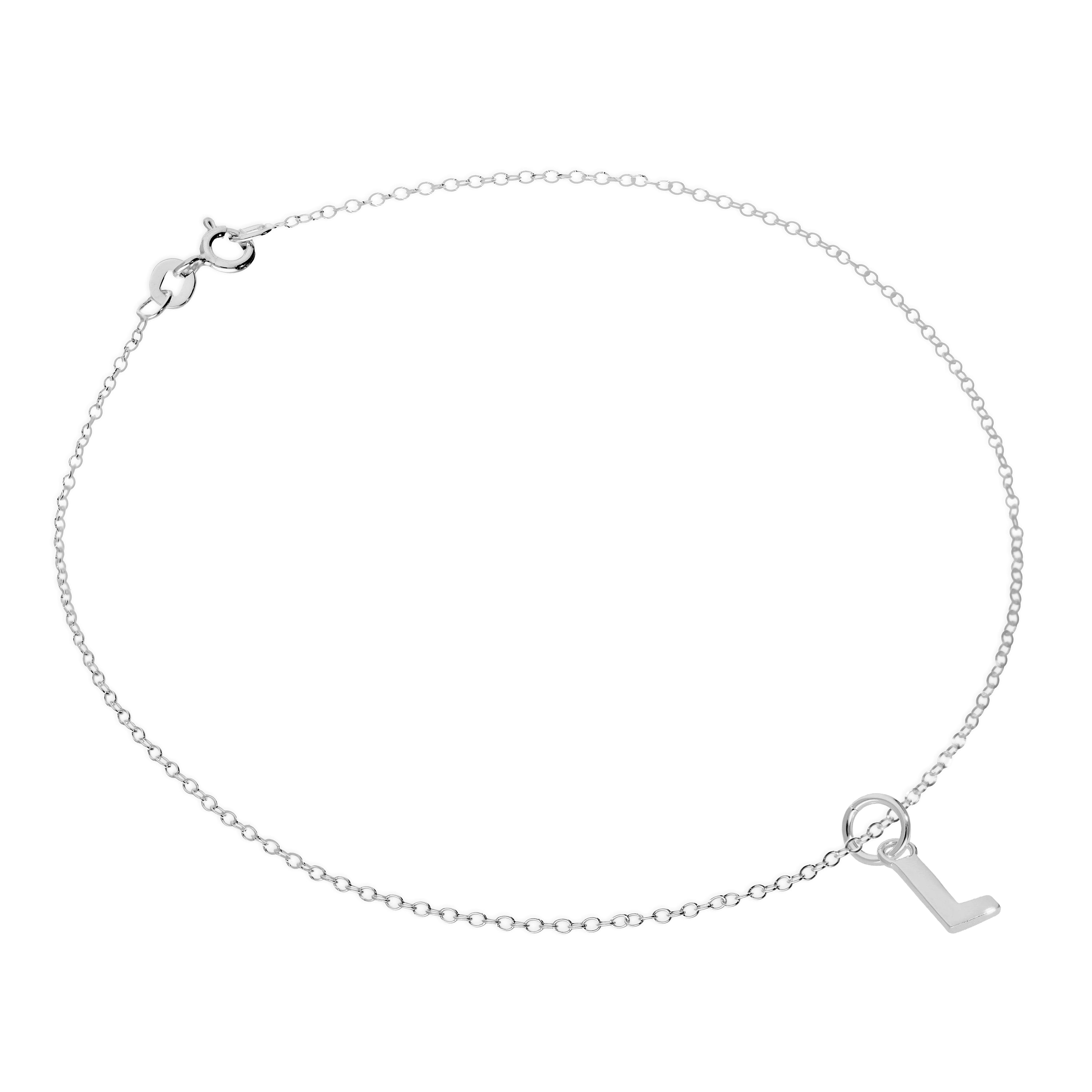 Feines Sterlingsilber Belcher-Fußkettchen mit Alphabet-Anhänger – 10 Zoll – A-Z