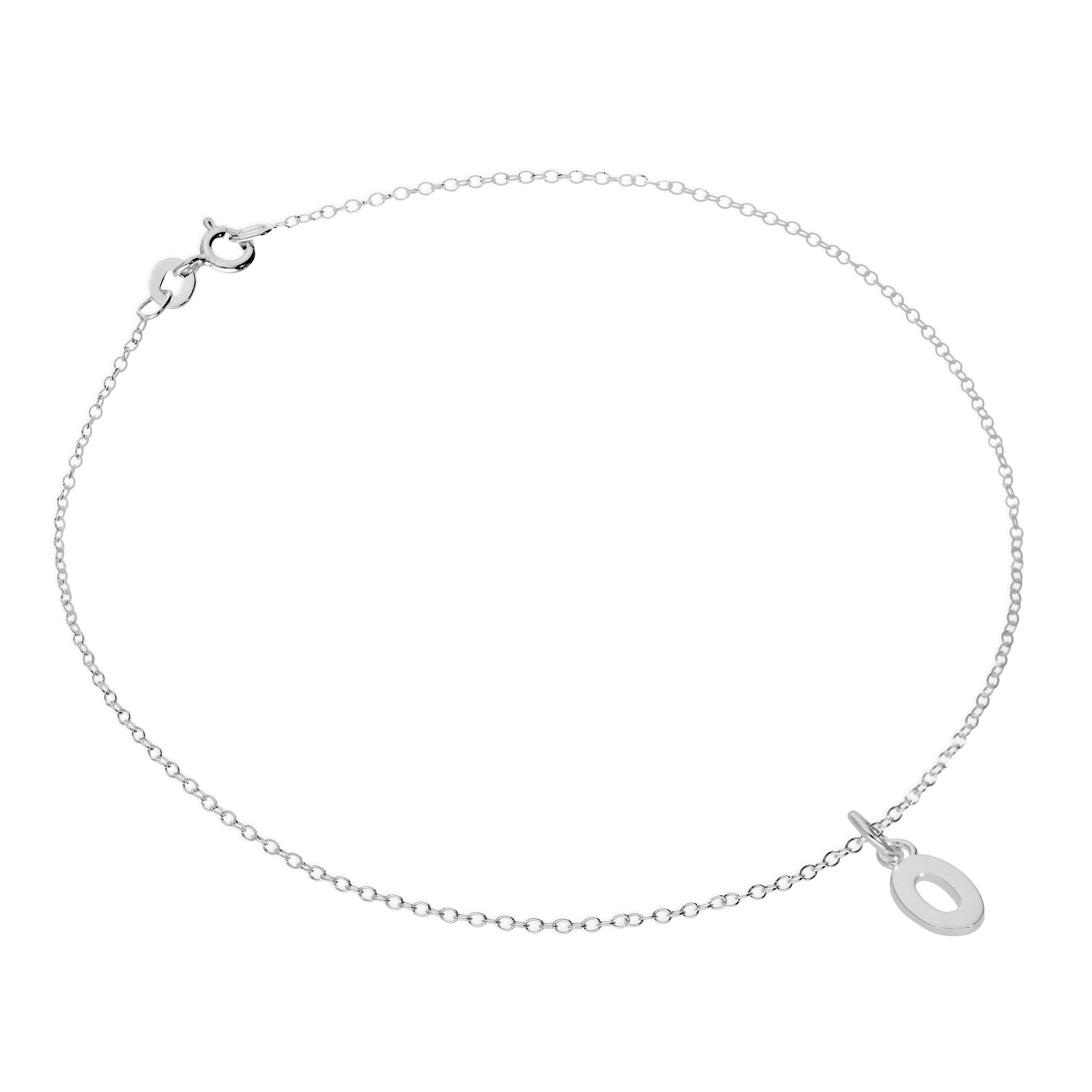 Feines Sterlingsilber Belcher-Fußkettchen mit Alphabet-Anhänger – 10 Zoll – A-Z