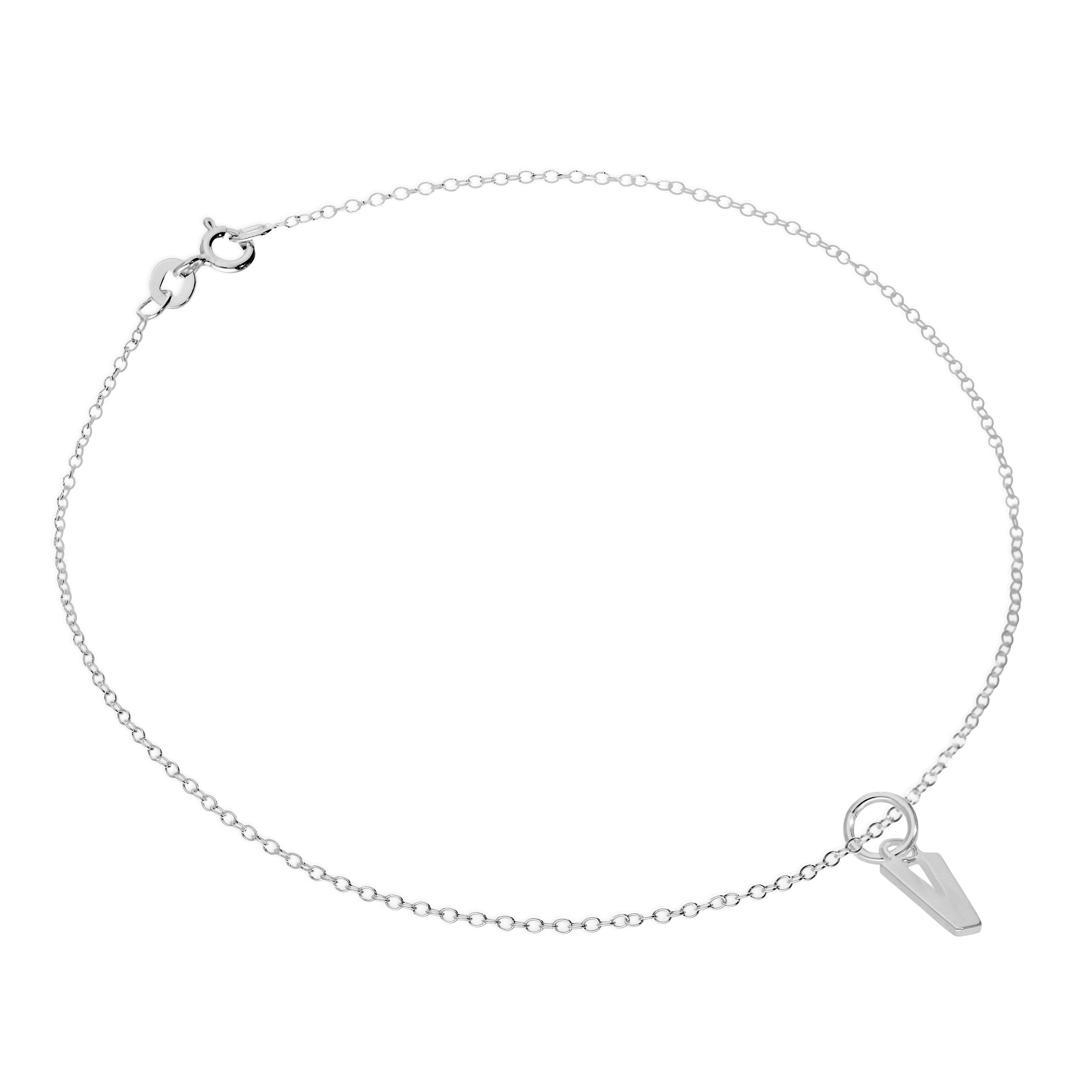 Feines Sterlingsilber Belcher-Fußkettchen mit Alphabet-Anhänger – 10 Zoll – A-Z