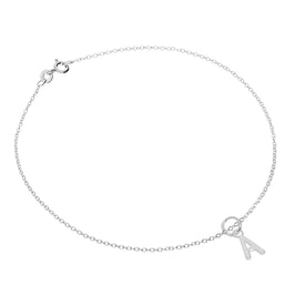Feines Sterlingsilber Belcher-Fußkettchen mit Alphabet-Anhänger – 10 Zoll – A-Z