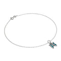 Fein Sterlingsilber Belcher Fußkette mit Klein Türkis Schmetterling Anhänger - 25,5 cm