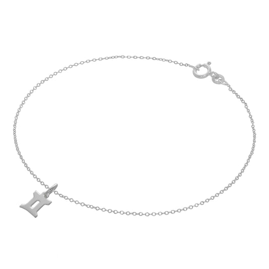 Fine Sterling Silver Belcher Anklet with Zodiac Sign Symbols - 10 Inches