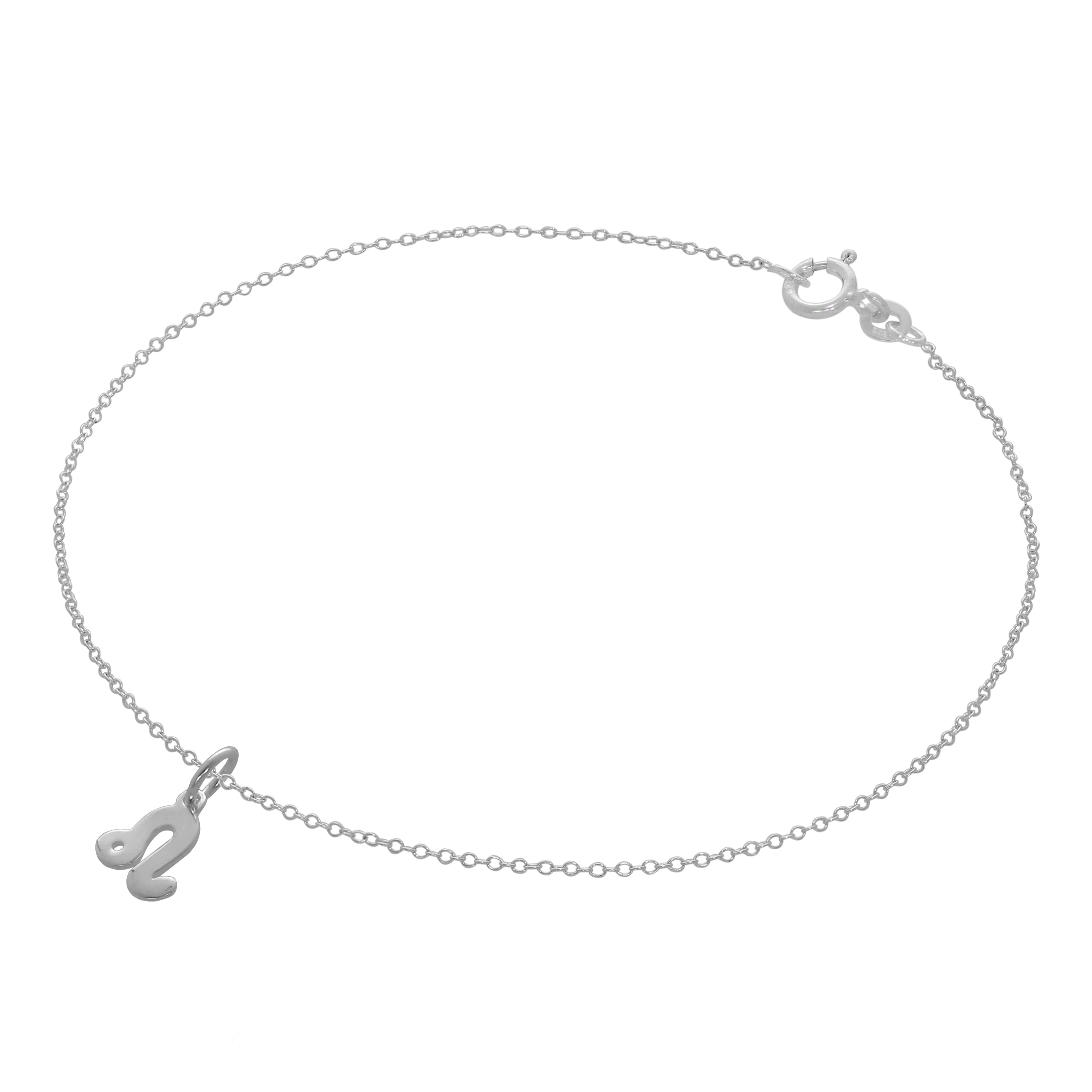 Feine Sterlingsilber Belcher Fußfessel mit Sternzeichen Symbolen - 10 Inches
