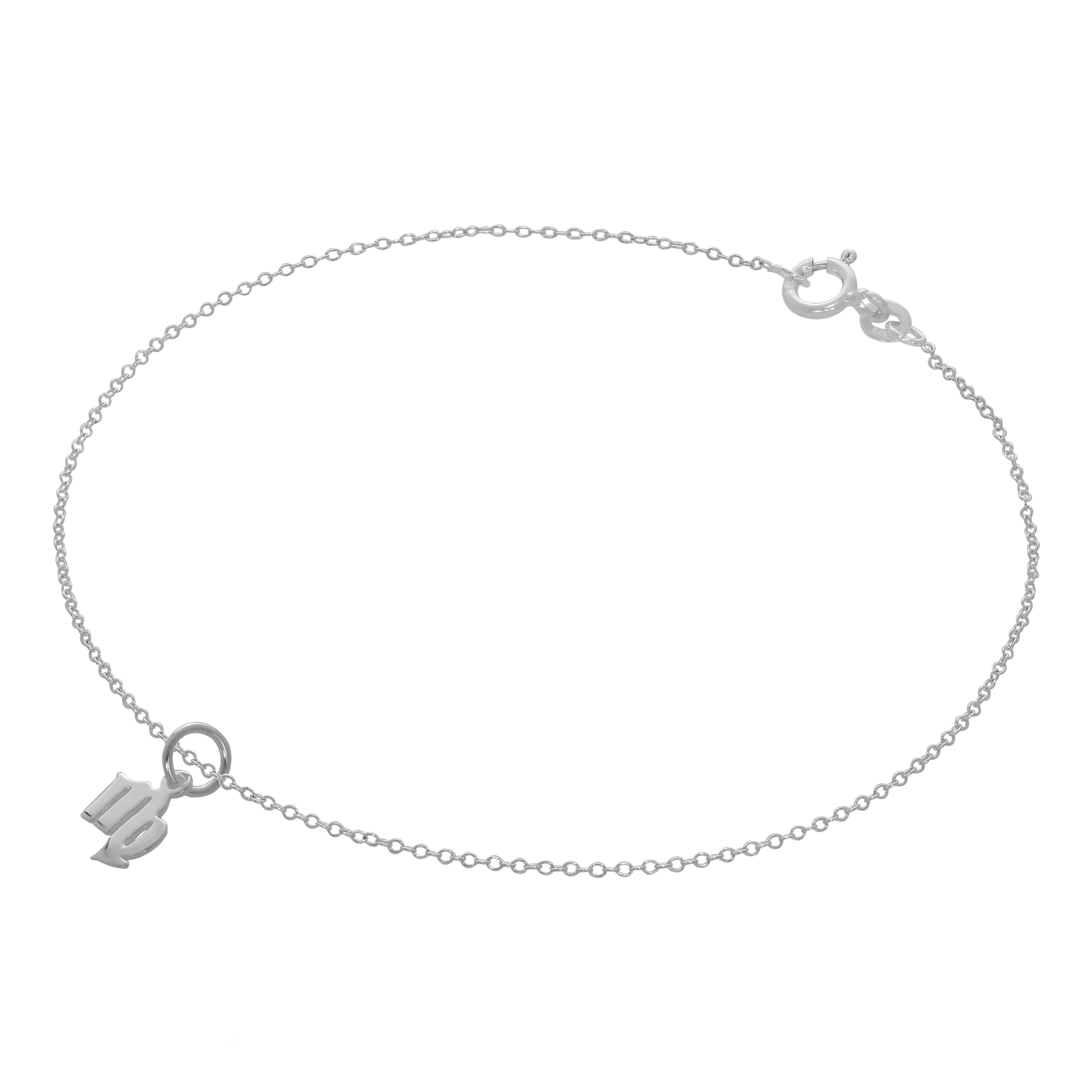 Feine Sterlingsilber Belcher Fußfessel mit Sternzeichen Symbolen - 10 Inches