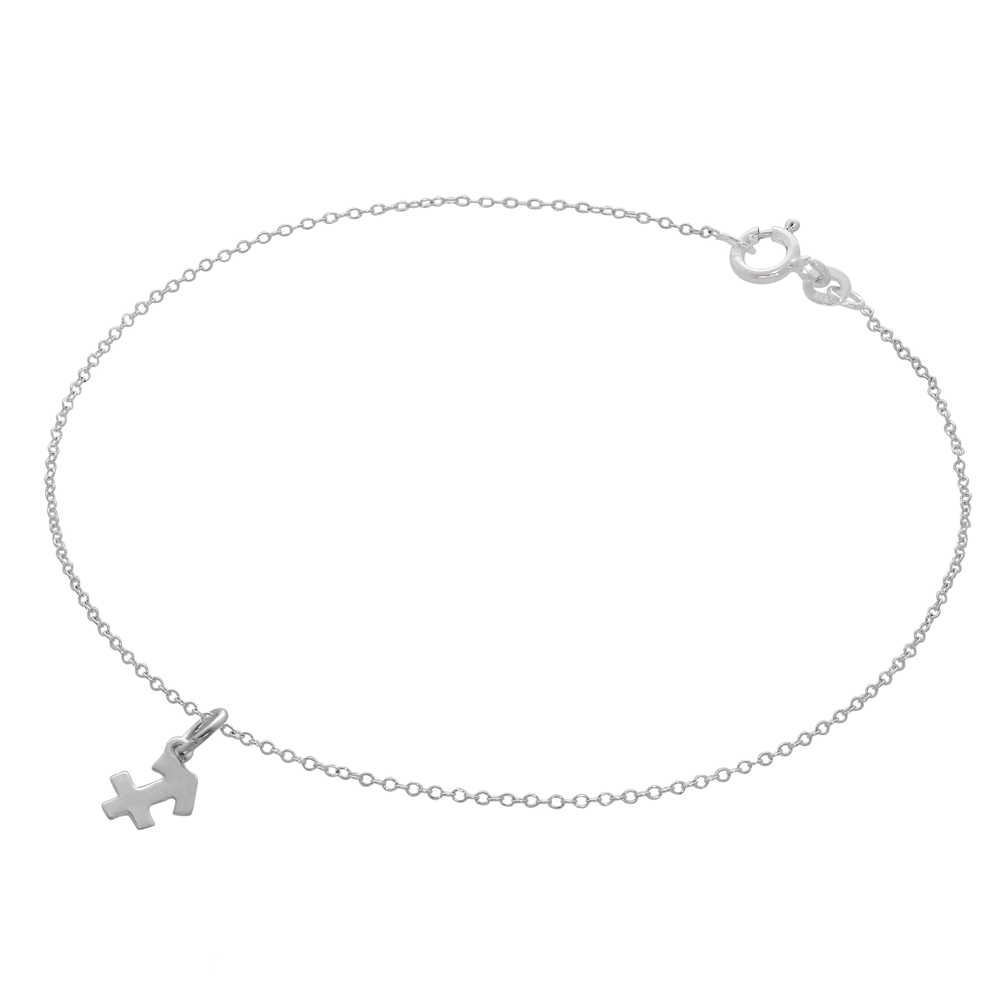 Feine Sterlingsilber Belcher Fußfessel mit Sternzeichen Symbolen - 10 Inches