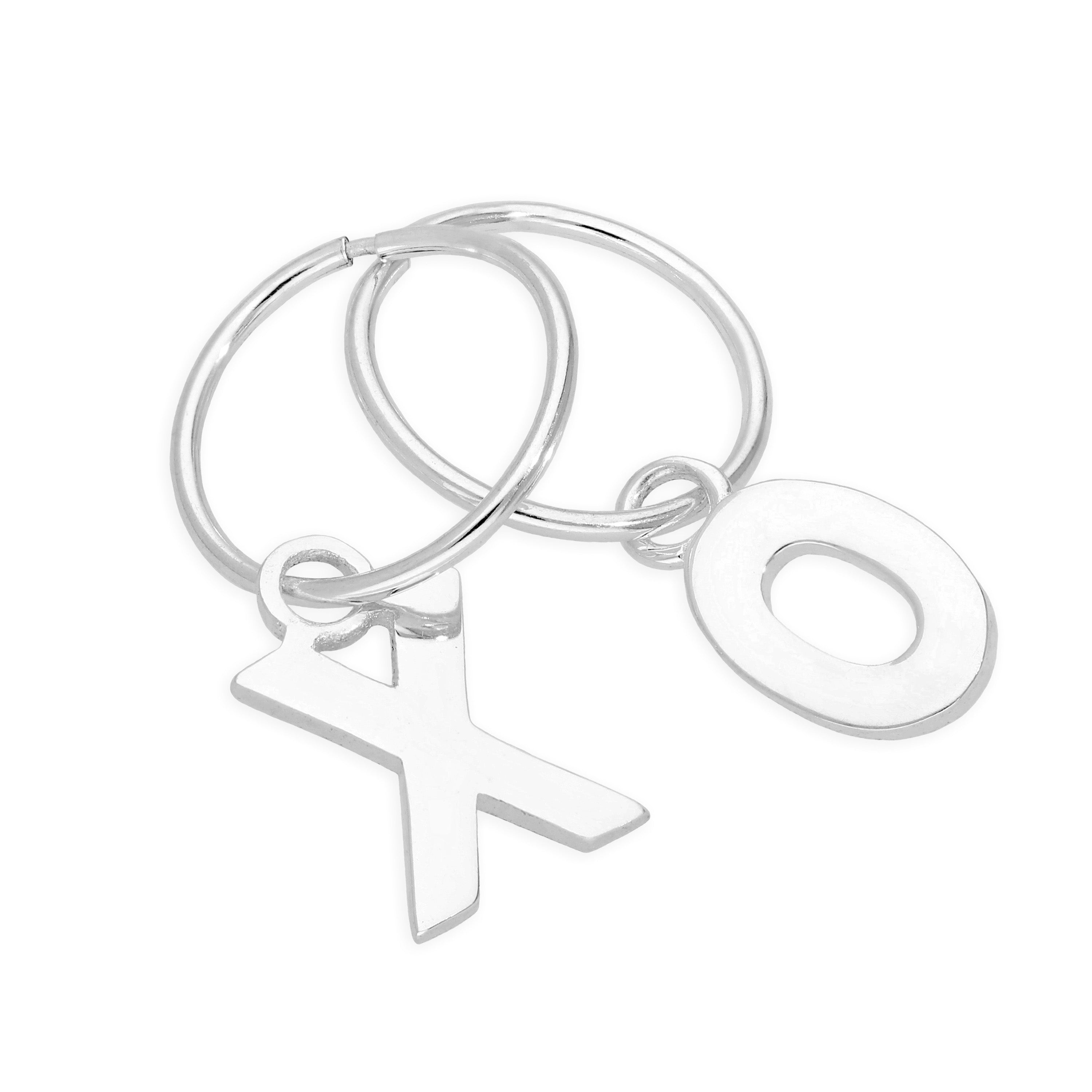 Sterlingsilber Kuss Umarmung X O 12 mm Schläfer Creolen Ohrringe