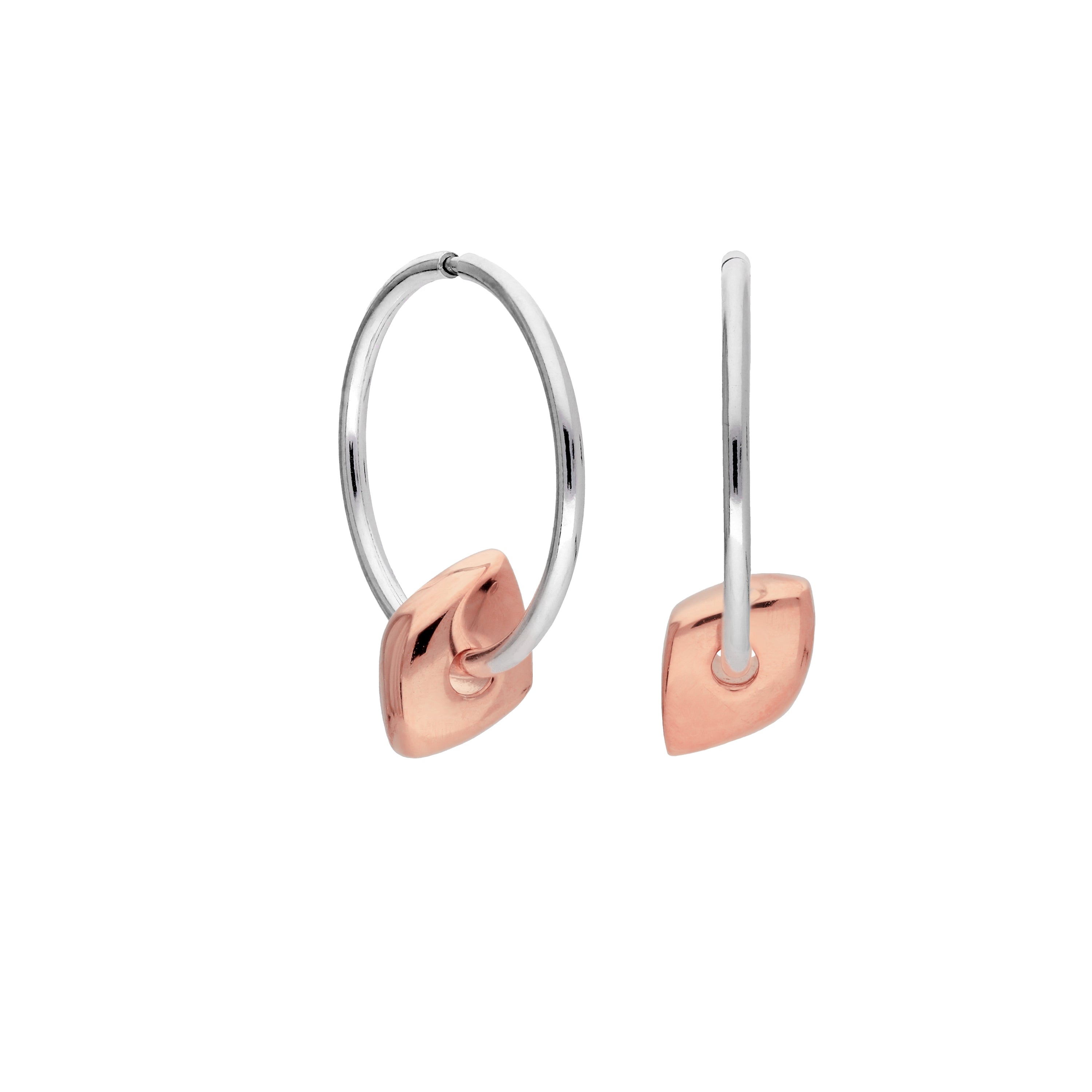 Roségold plattierte Sterlingsilber dünne Nugget Perlen 12 - 22 mm Sleeper Creolen