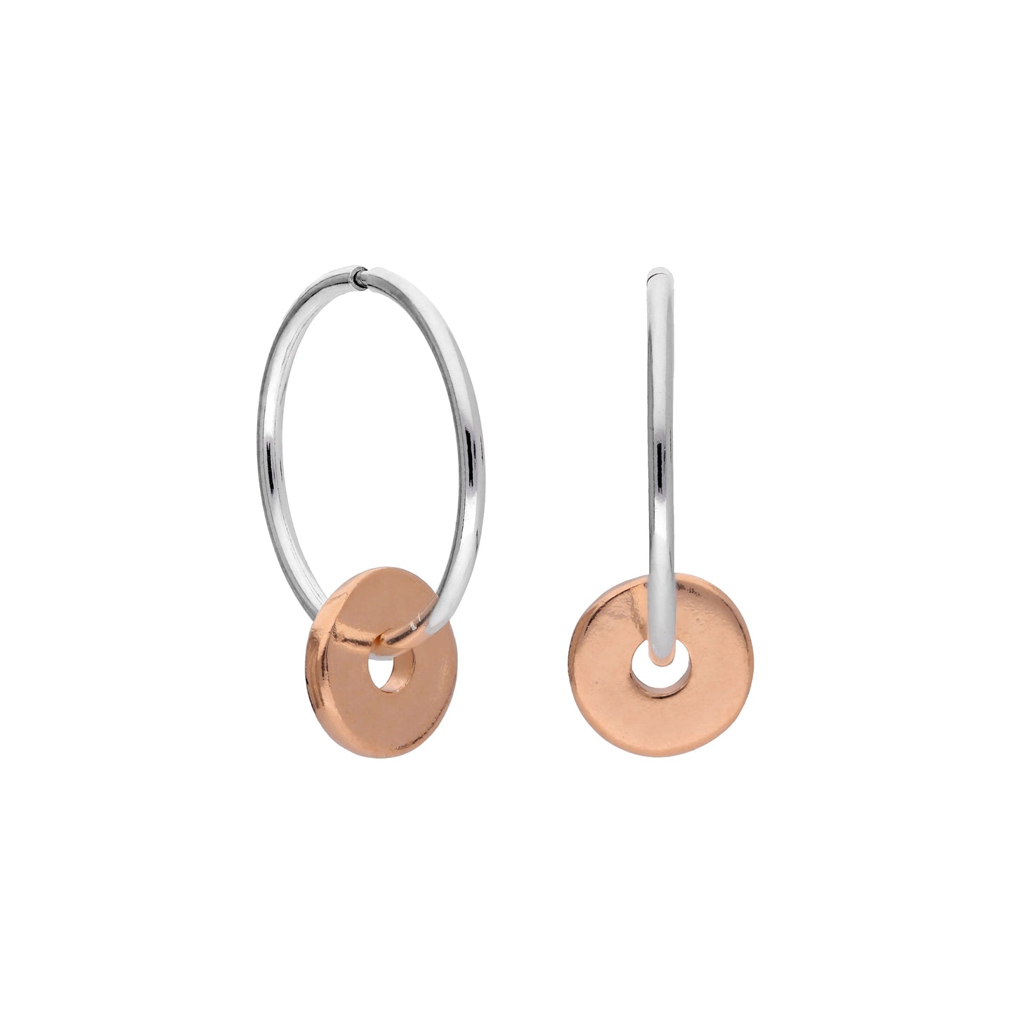 Roségold Getaucht Sterlingsilber Poliert 1mm Einfädel Anhänger 12 - 22mm Schläfer Creolen Ohrringe