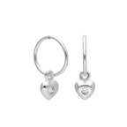 Sleeper-Creolen aus Sterlingsilber mit Zirkonia-Herz, 10–22 mm
