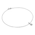 9 Karat Weißgold Gehämmert Spuren Fußkette mit CZ Stern Anhänger - 24 cm