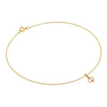 9 Karat Gold Gehämmert Spuren Fußkette mit Rubin CZ Herz Kontur Anhänger - 24 cm