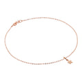 9 Karat Roségold Gehämmert Spuren Fußkette mit Stern Anhänger - 24 cm