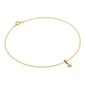 9 Karat Gold Gehämmert Spuren Fußkette mit CZ Stern Anhänger - 24 cm