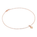 9 Karat Roségold Gehämmert Spuren Fußkette mit Gravierbarem Herz Anhänger - 24 cm