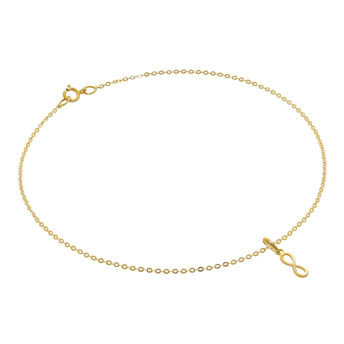 9 Karat Gold Gehämmert Spuren Fußkette mit Unendlichkeit Anhänger - 24 cm