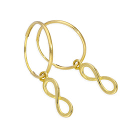 9 Karat Gold 10 mm Creolen Unendlichkeit Schläfer Ohrringe