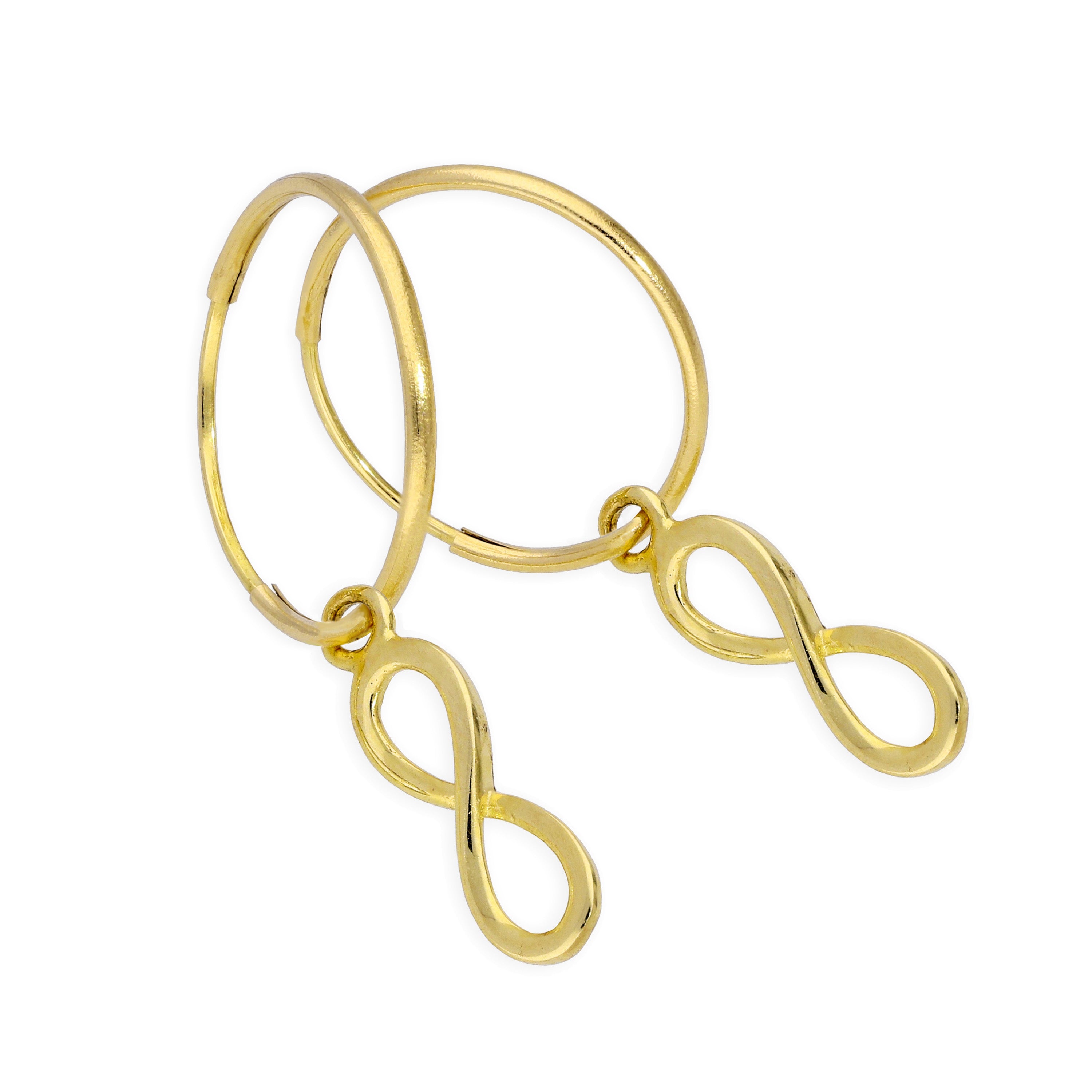 9 Karat Gold 10 mm Creolen Unendlichkeit Schläfer Ohrringe