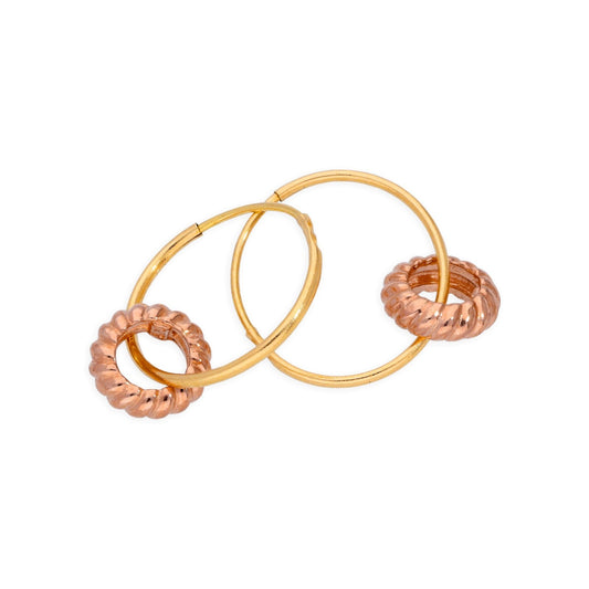 9ct Gold 10mm Charm Hoop 9ct Rose Gold Karma Circle Earrings - jewellerybox