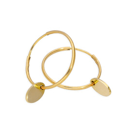 9 Karat Gold 13 mm Anhänger Creolen Ohrringe mit Winzig Oval Anhängern