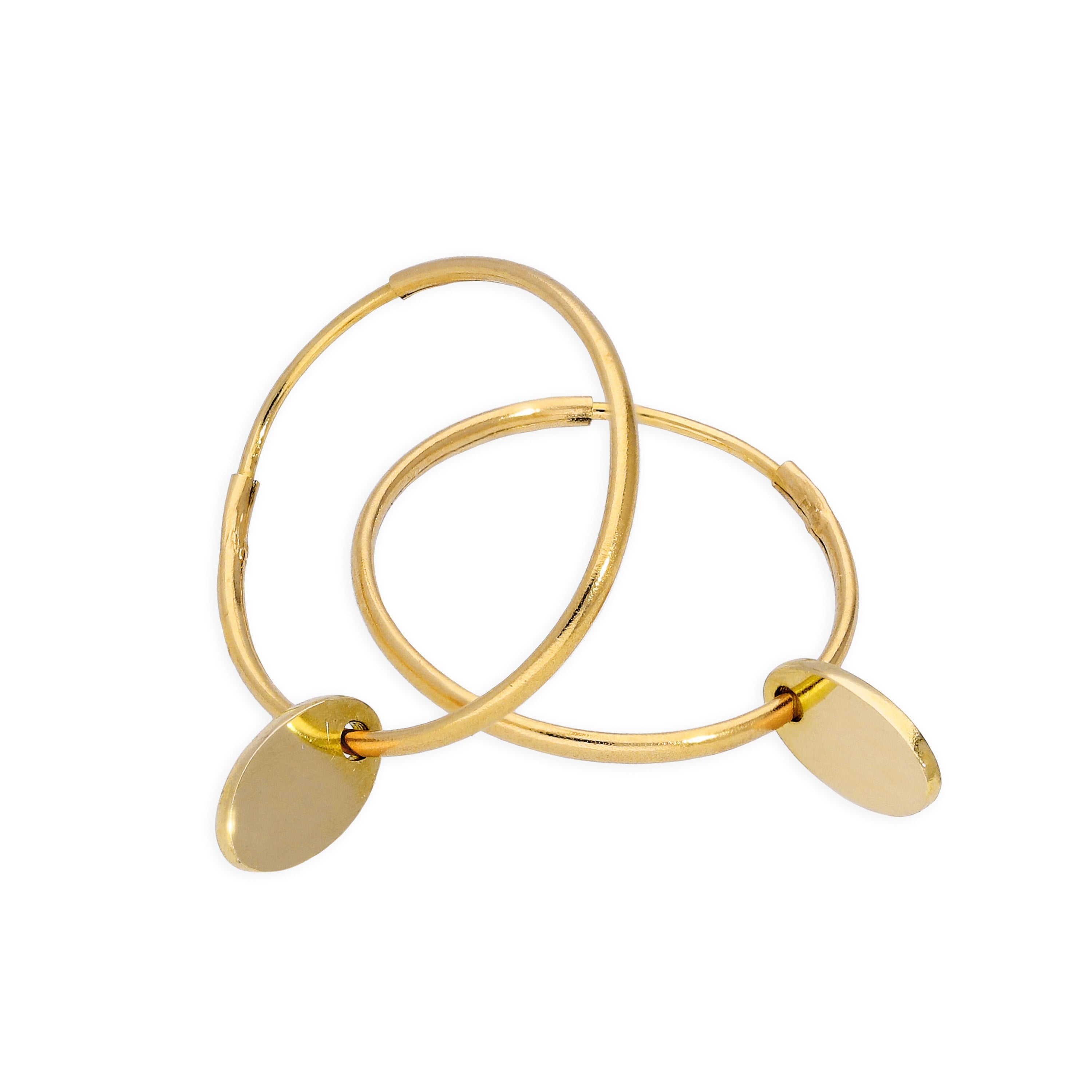 9 Karat Gold 13 mm Anhänger Creolen Ohrringe mit Winzig Oval Anhängern