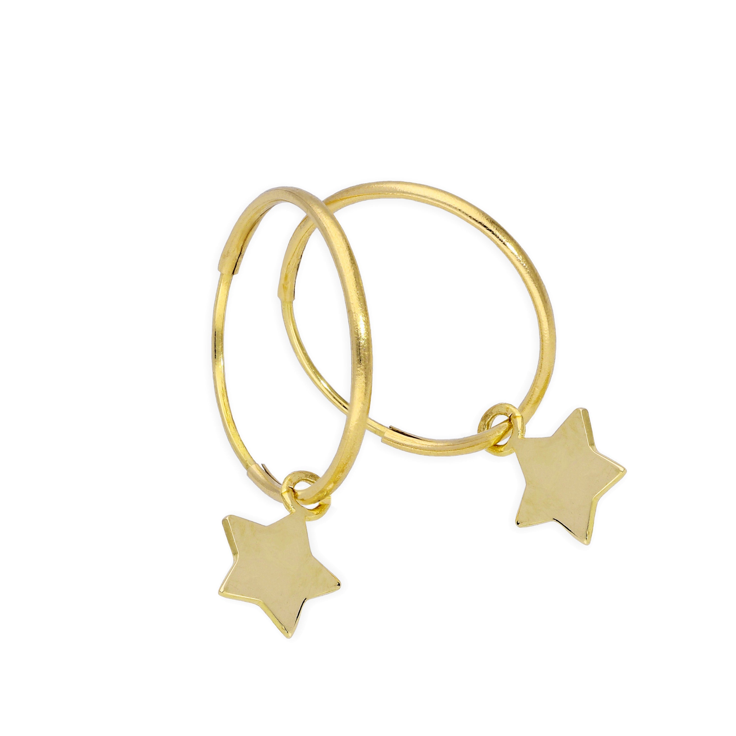 9 Karat Gold 13 mm Anhänger Creolen Stern Ohrringe