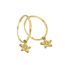 9 Karat Gold 13 mm Anhänger Creolen CZ Stern Ohrringe