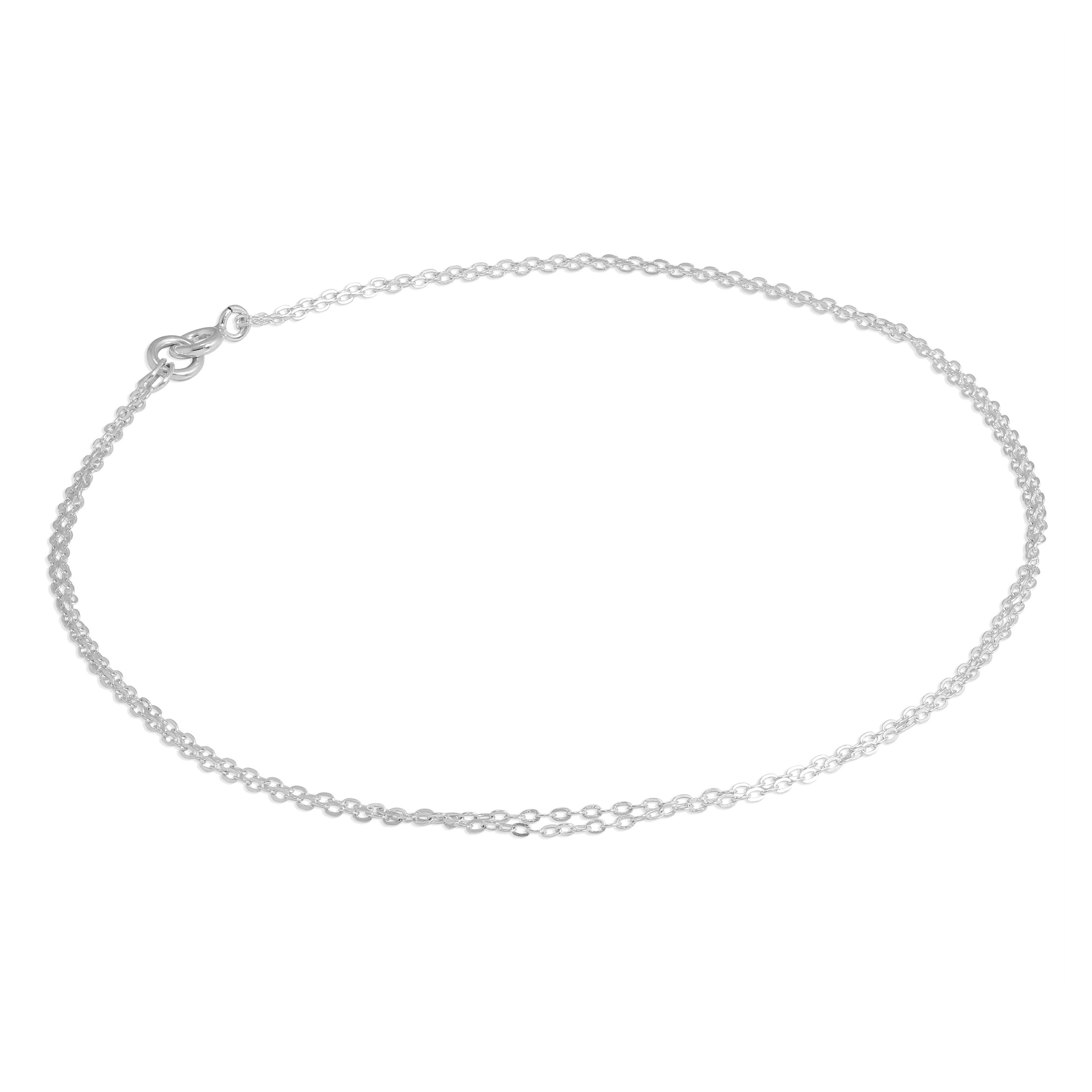 Sterlingsilber 1 mm Flach Kabel 25,5 cm Doppelkette Fußkette