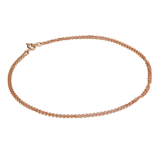 Rosévergoldet Sterlingsilber 1mm Kabel Doppelkette Fußkette - 25,5cm