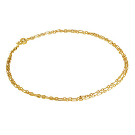 Vergoldet Sterlingsilber 2 mm Gerundet Figaro Doppelkette Fußkette - 25,5 cm