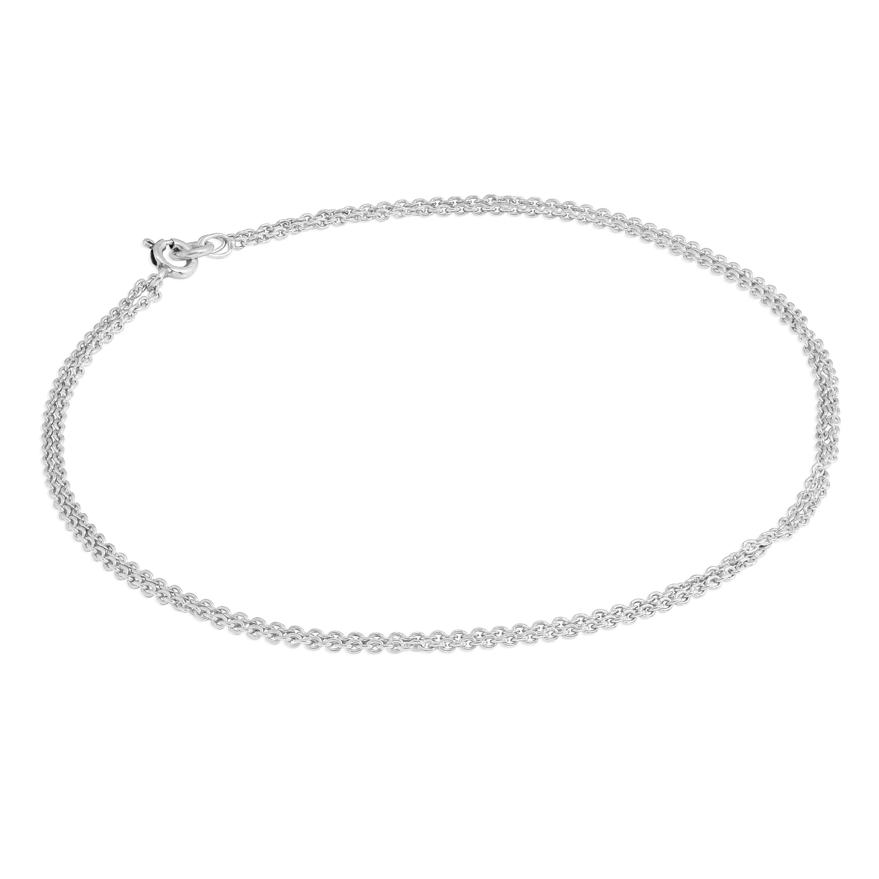 Sterlingsilber 1 mm Kabel Doppelkette Fußkette - 25,5 cm
