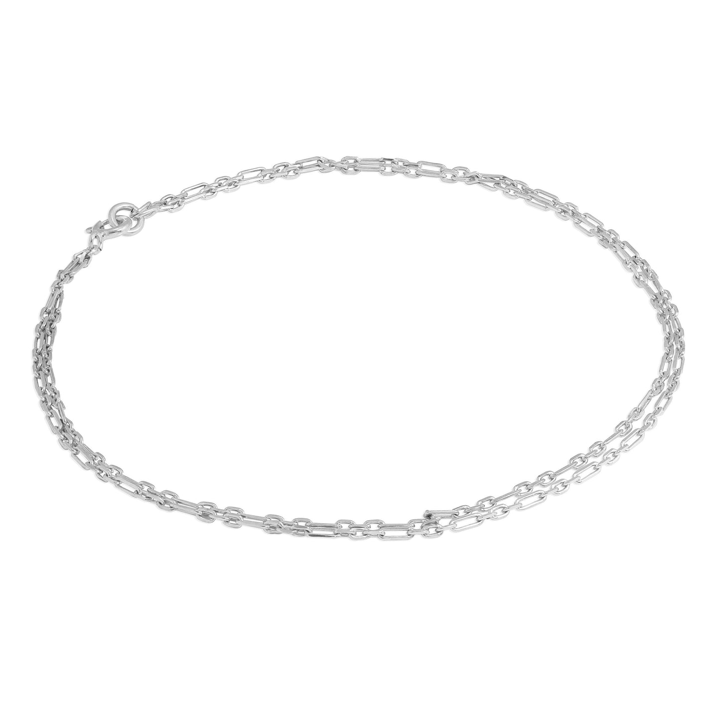 Sterlingsilber 2mm Gerundet Figaro Doppelkette Fußkette - 25,5cm