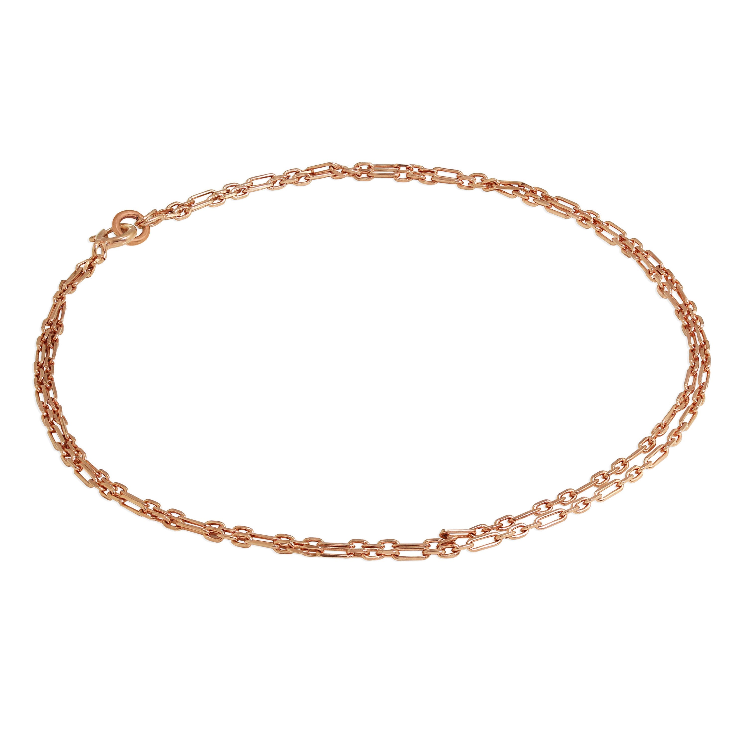 Rosévergoldet Sterlingsilber 2 mm Kantenhöhe Gerundet Figaro Doppelkette Fußkette - 25,5 cm