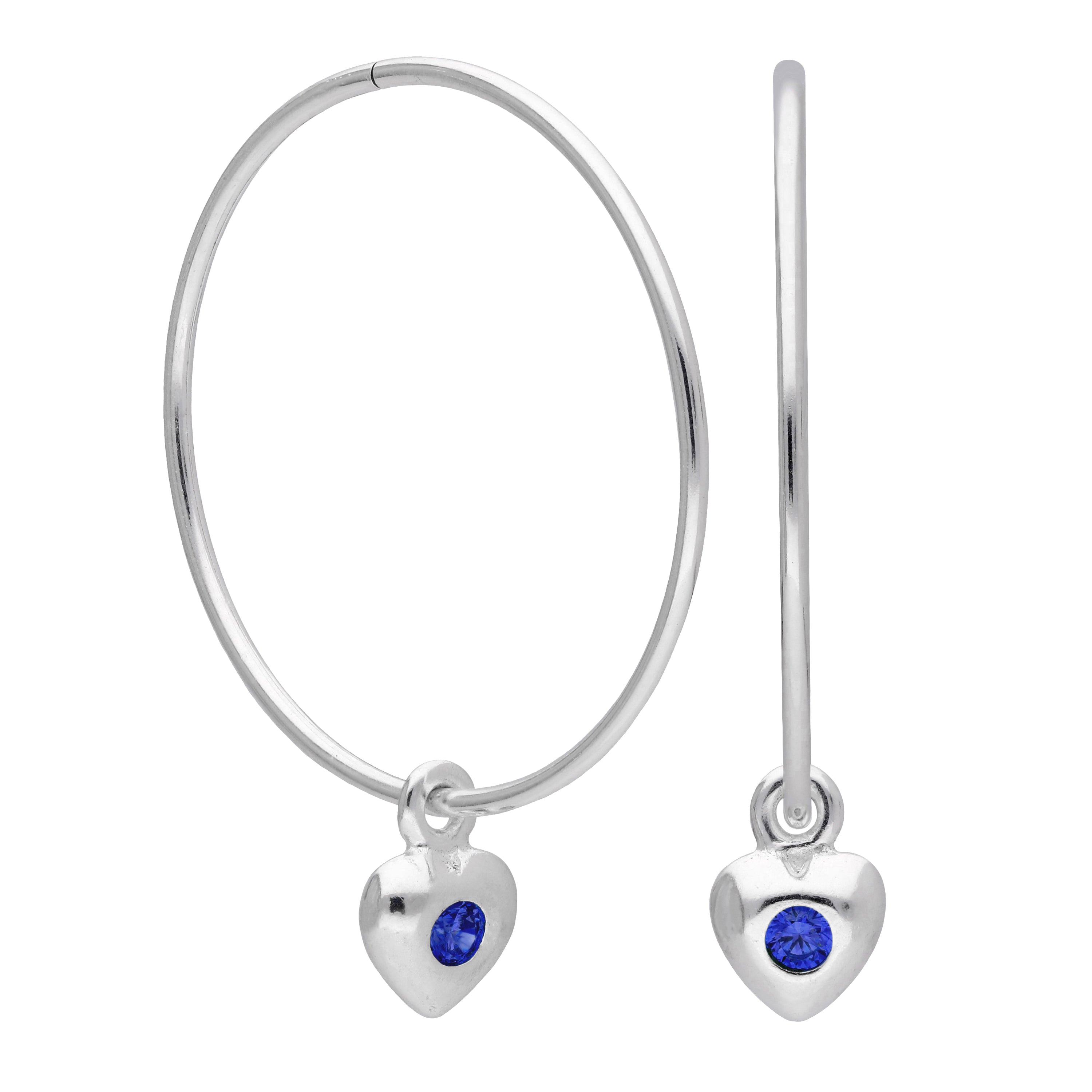 Sterlingsilber CZ Kristall Geburtsstein Herz 10 - 22 mm Schläfer Creolen Ohrringe