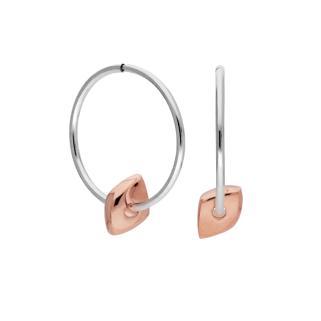 Roségold plattierte Sterlingsilber dünne Nugget Perlen 12 - 22 mm Sleeper Creolen
