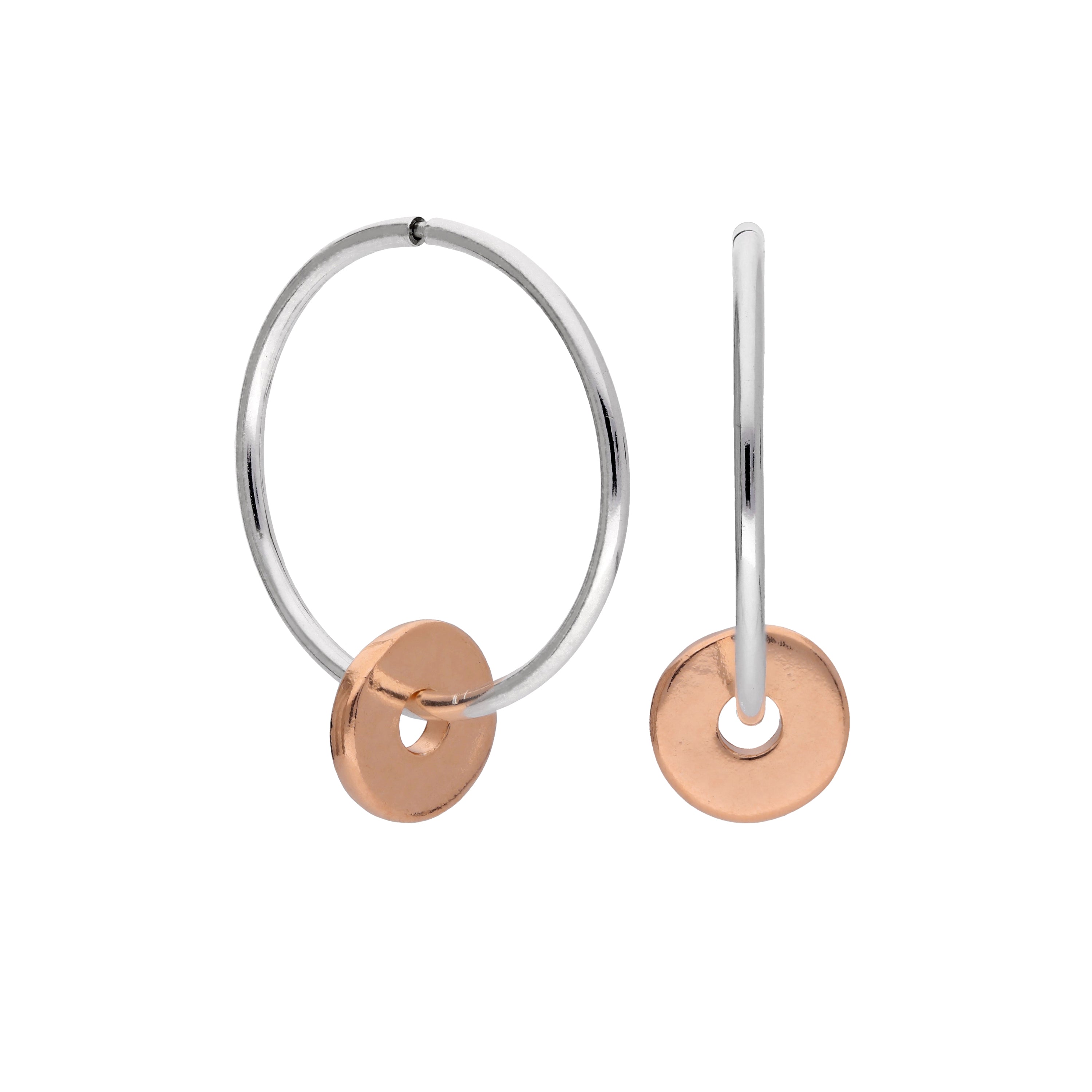 Roségold-beschichtete Sterlingsilber polierte 1 mm Perle 12–22 mm Sleeper Creolen