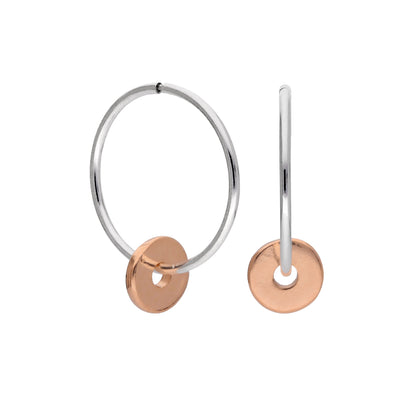 Roségold-beschichtete Sterling Silber polierte 1 mm Perle 12–22 mm Sleeper Creolen