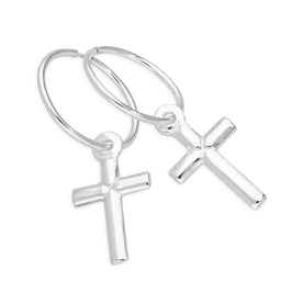 Sterlingsilber schlichtes Kreuz 12 - 22 mm Sleeper Creolen