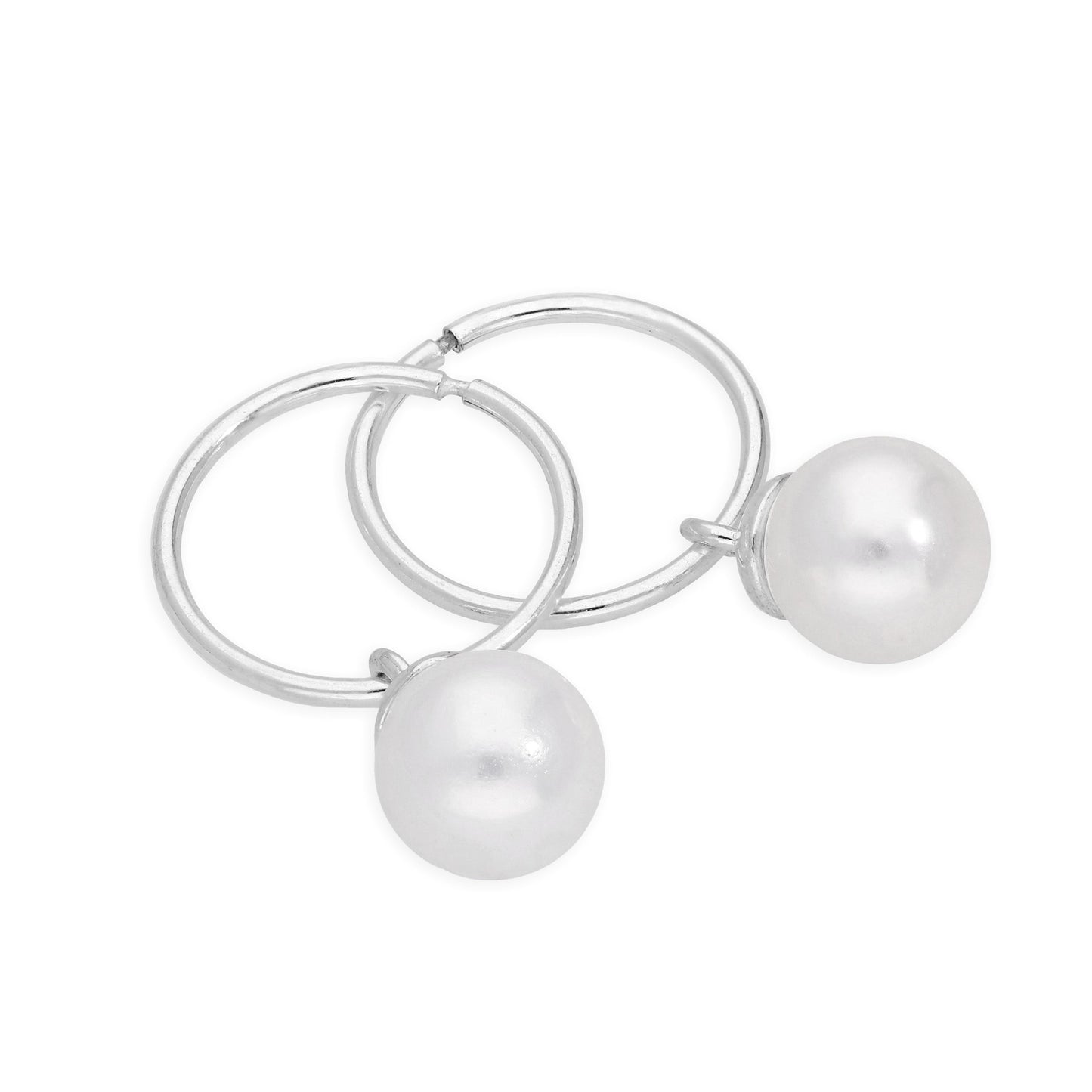 Perle aus Sterlingsilber, 12–22 mm, Sleeper-Creolen