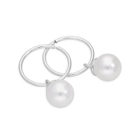 Perle aus Sterlingsilber, 12–22 mm, Sleeper-Creolen