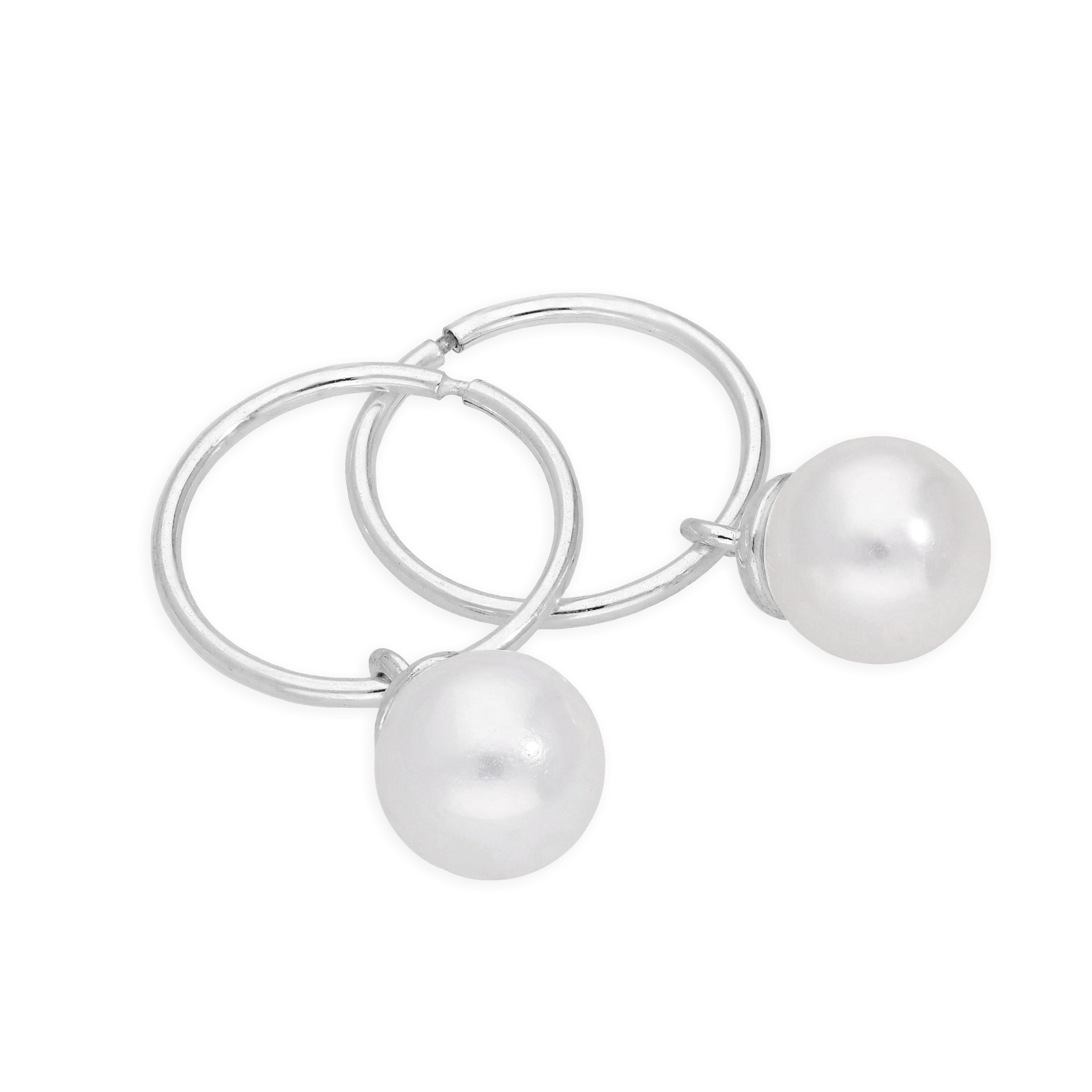 Perle aus Sterlingsilber, 12–22 mm, Sleeper-Creolen