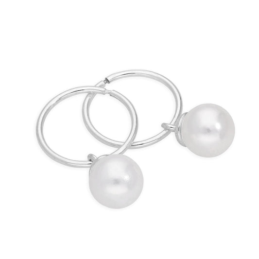 Perle aus Sterlingsilber, 12–22 mm, Sleeper-Creolen