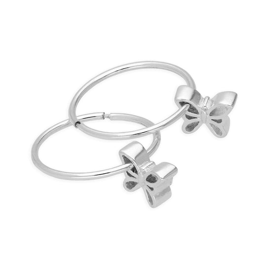 Sleeper-Creolen aus Sterlingsilber mit schwebendem Schmetterling, 14–22 mm