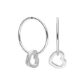 Sterlingsilber Herz Kontur mit Schläfer 14 mm Creolen Ohrringe