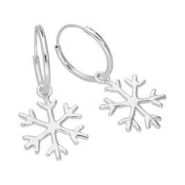 Sterlingsilber Schneeflocke 14 mm Creolen Ohrringe