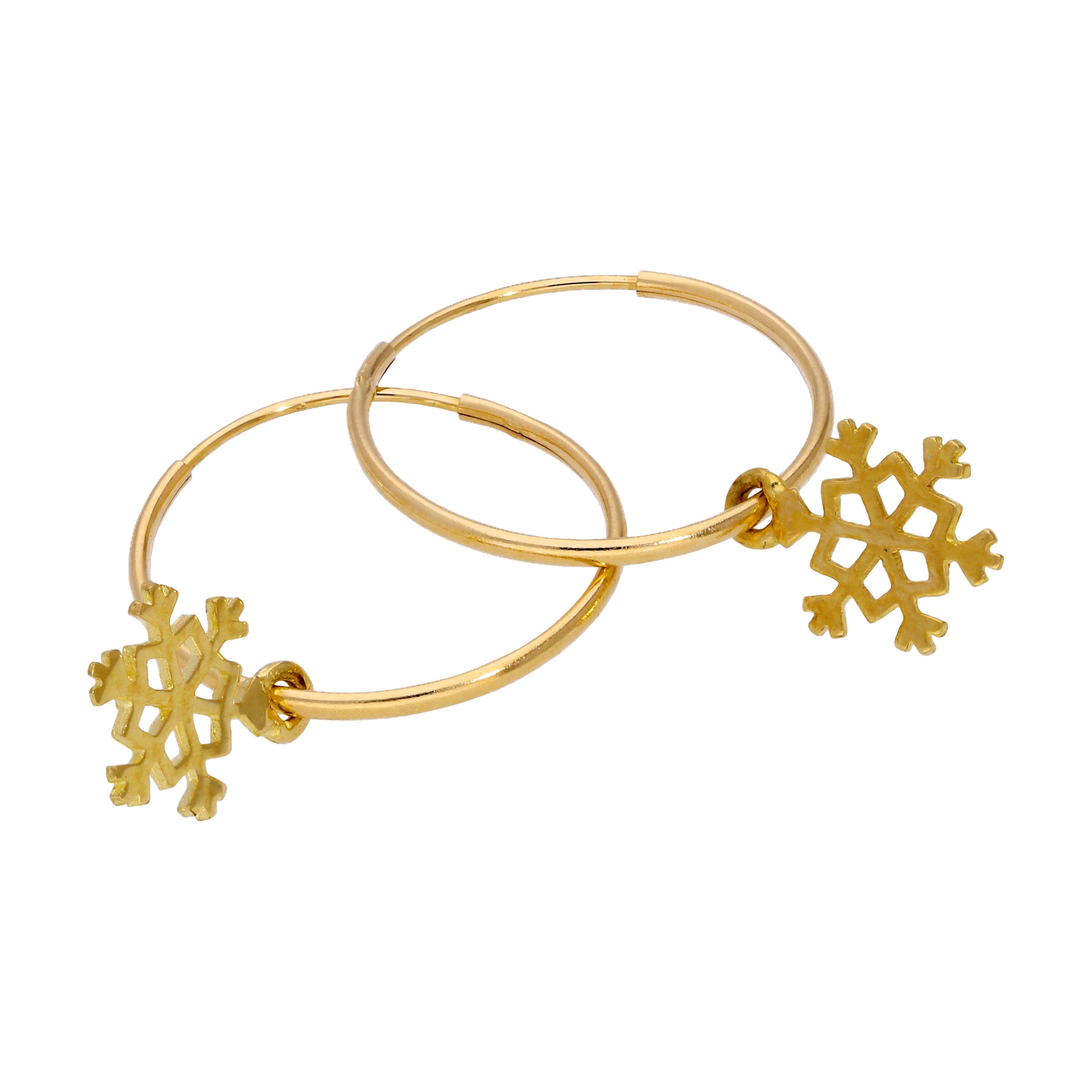 9 Karat Gold Schneeflocke 13 mm Creolen Ohrringe
