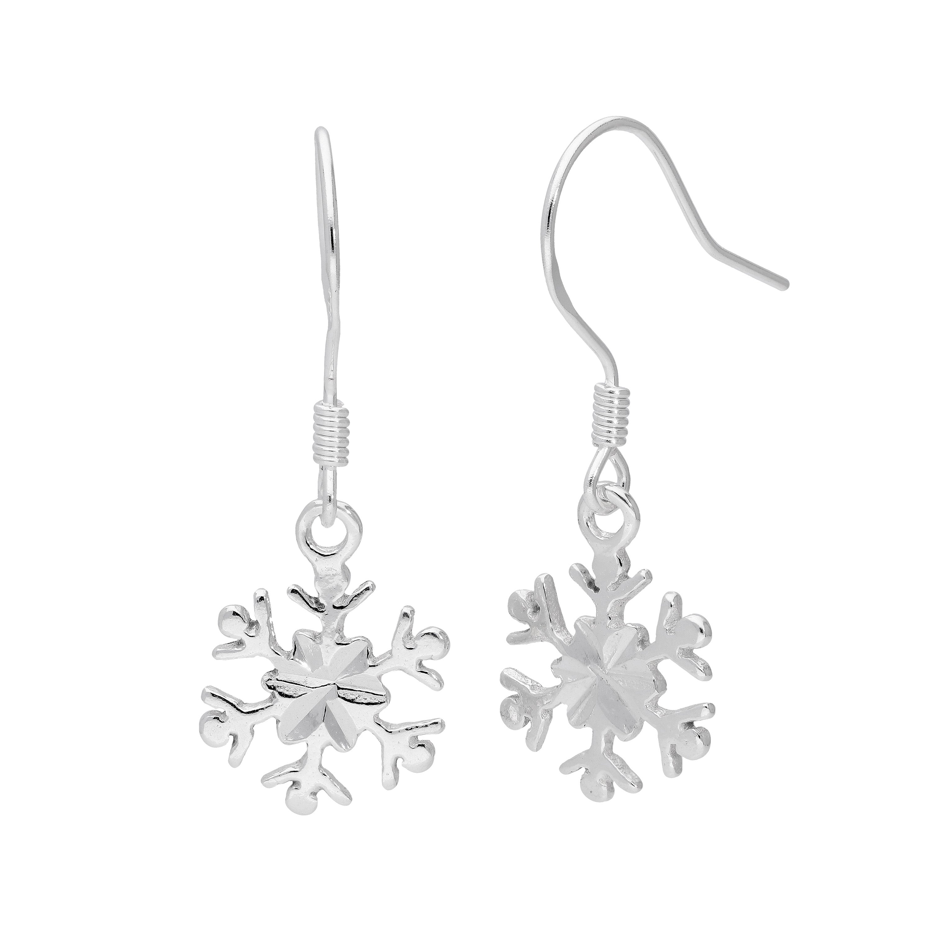 Sterlingsilber Schneeflocke Ohrring Draht Ohrringe