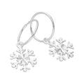 Sterlingsilber Schneeflocke 12 mm Schläfer Creolen Ohrringe