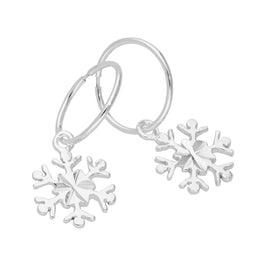 Sterlingsilber Schneeflocke 12 mm Schläfer Creolen Ohrringe