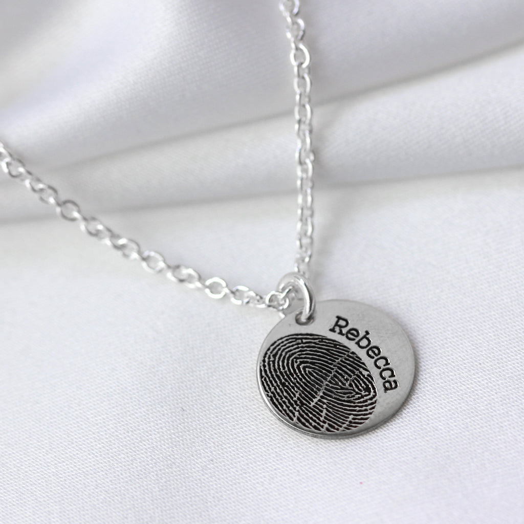 Personalisierter runder Fingerabdruck-Anhänger aus Sterlingsilber